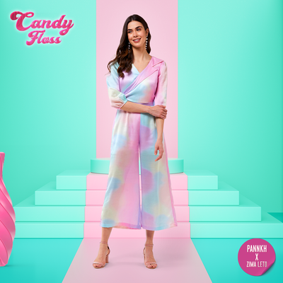 Candy Inspired Digital Printed Collared Jumpsuit