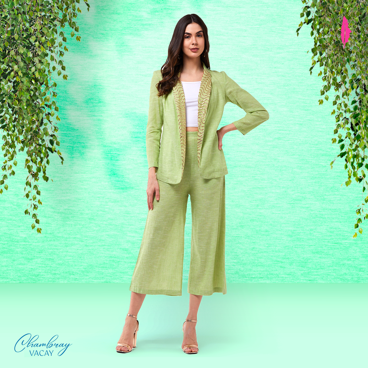Solid Pastel Blazer And Pant Set