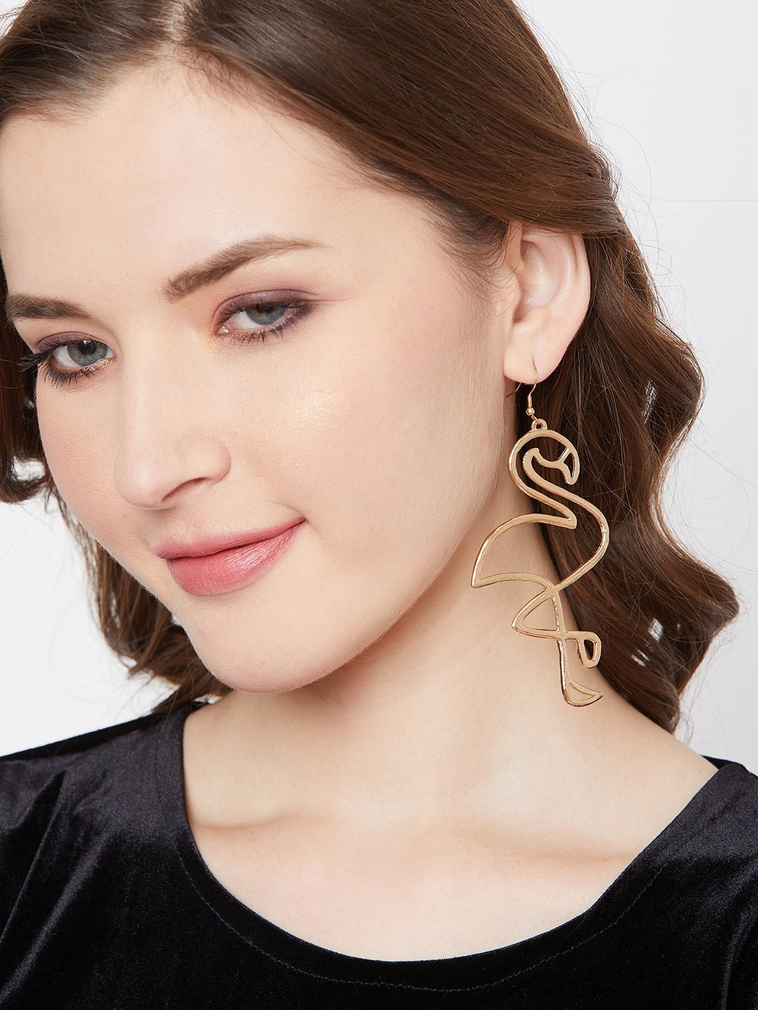 Rose Gold Toned Flamingo Earrings