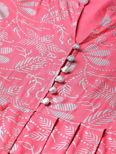 Pink Foil Printed Cowl Kurta