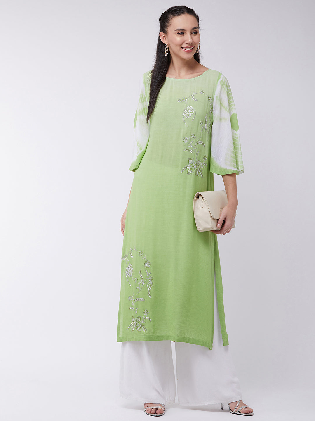 Ombre Tie-Dye Embroidered Kurta