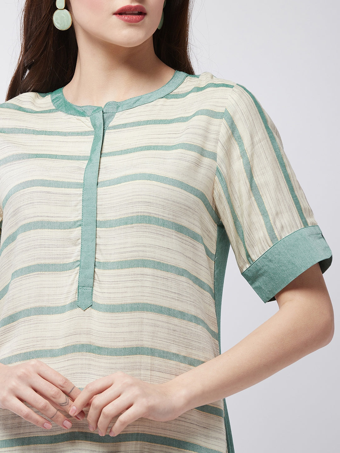 Soaked In Pastels Stripes Straight-Fit Long Kurta