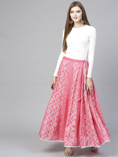 Lotus Inspired Printed Kalidaar Skirt