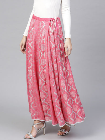 Lotus Inspired Printed Kalidaar Skirt