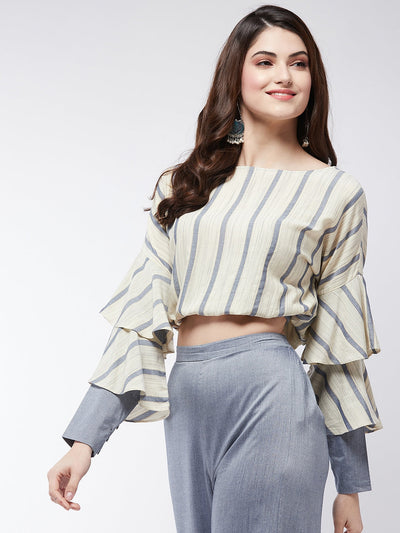 Soaked In Pastels Ruffle Top With Elasticised Waistline