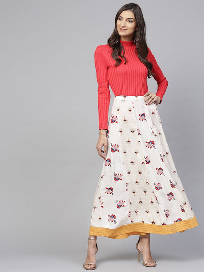 Peacock Inspired Printed Kalidaar Skirt