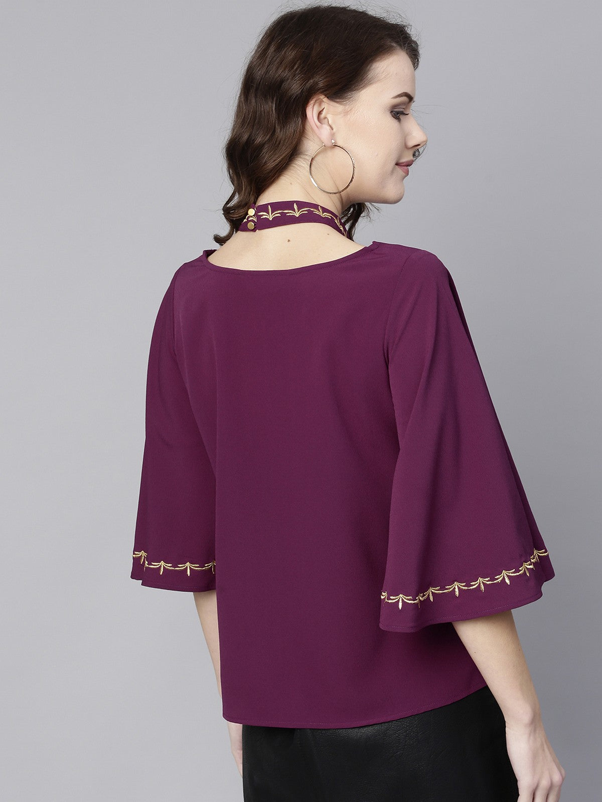 Embroidered Choker Neck Top