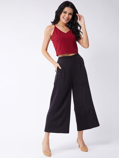 Red Solid Strappy Bralette Crop Top