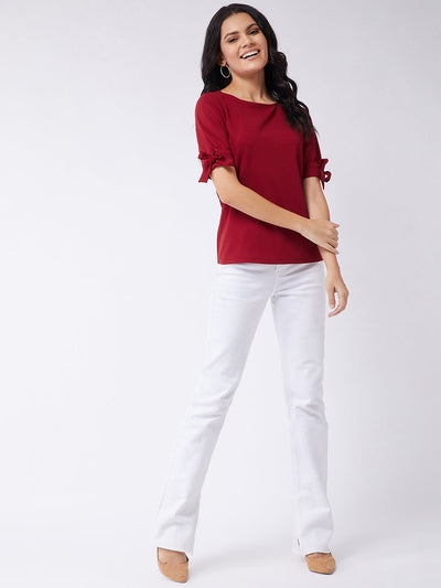 Solid Top With Tie-Up Sleeves