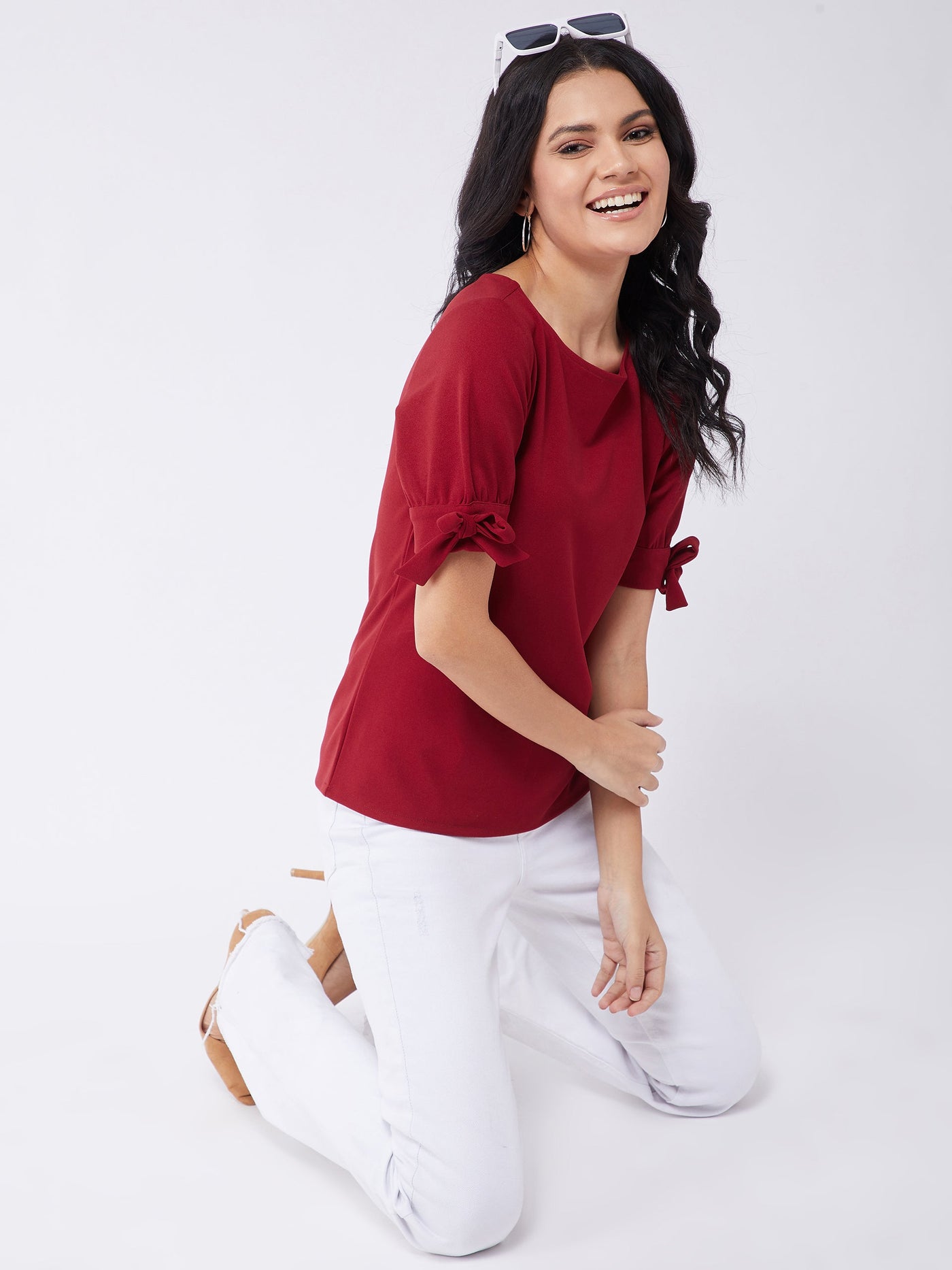 Solid Top With Tie-Up Sleeves
