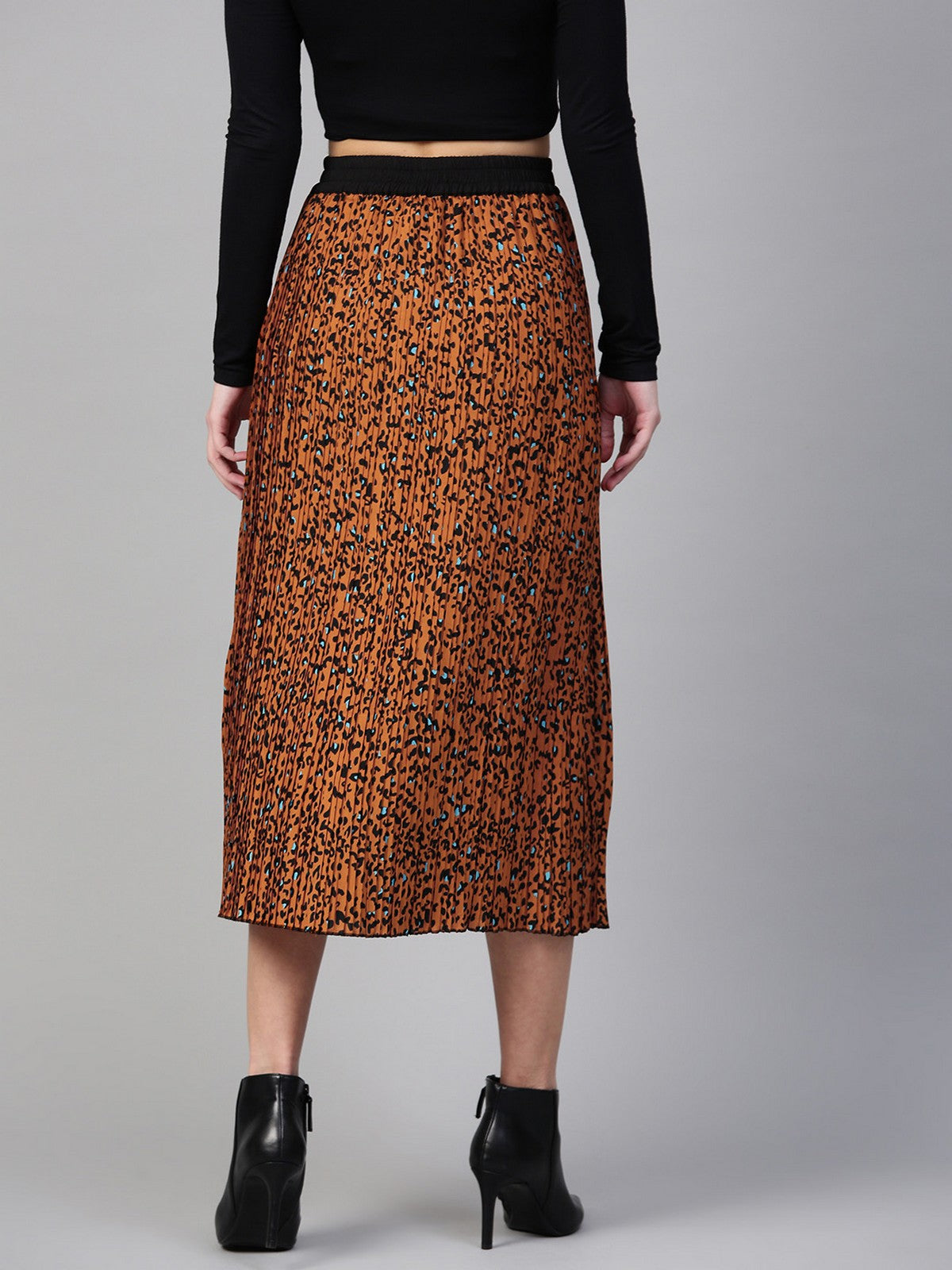 Animal Printed Pleated Skirt