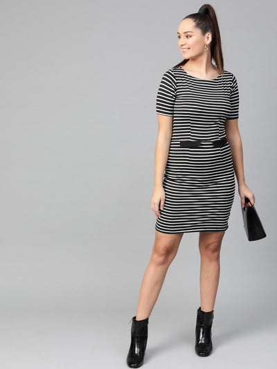 Thick Stripe Plain Dress