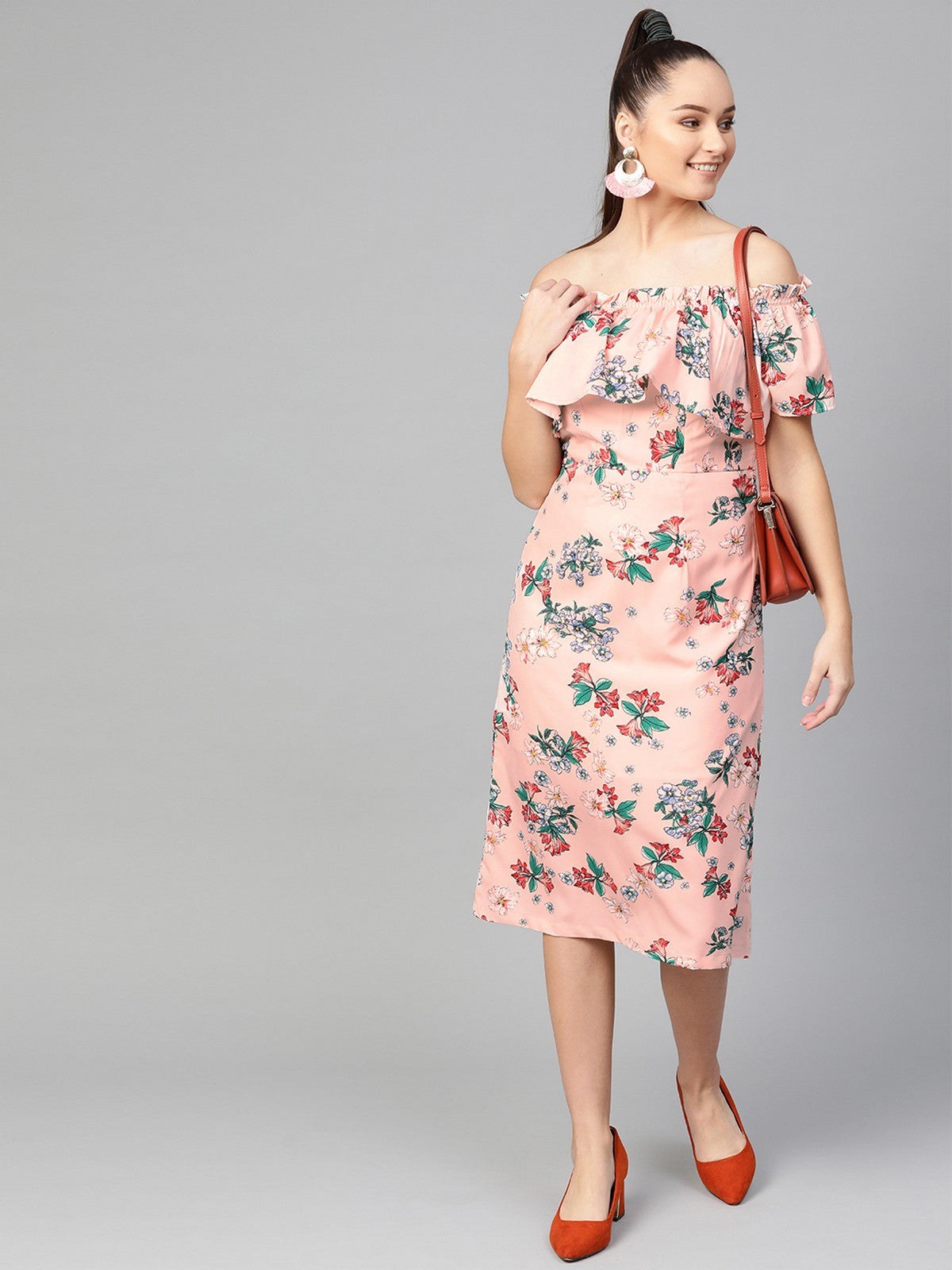 Floral Off-Shoulder Midi Dress