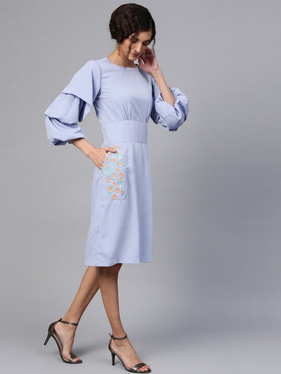 Embroidered Tiered Sleeves Dress
