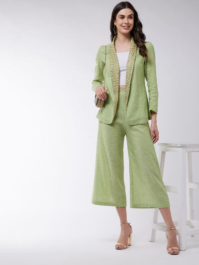 Solid Pastel Blazer And Pant Set