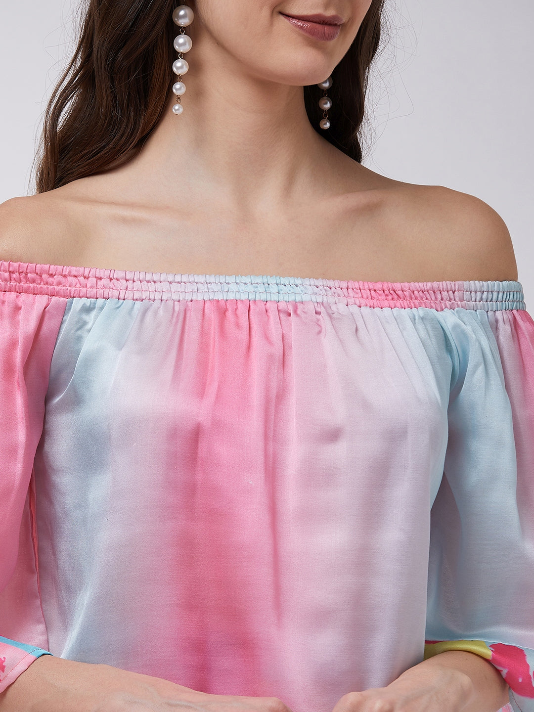 Candy Inspired Digital Printed Off-Shoulder Top With Baggy Pants