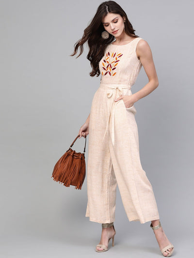 Allover Printed Jumpsuit With Embroidery