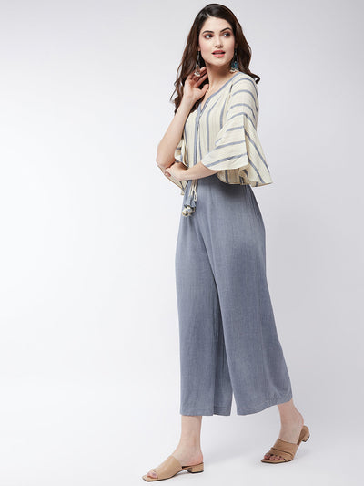 Soaked In Pastels Dori Jumpsuit With Bell Sleeves