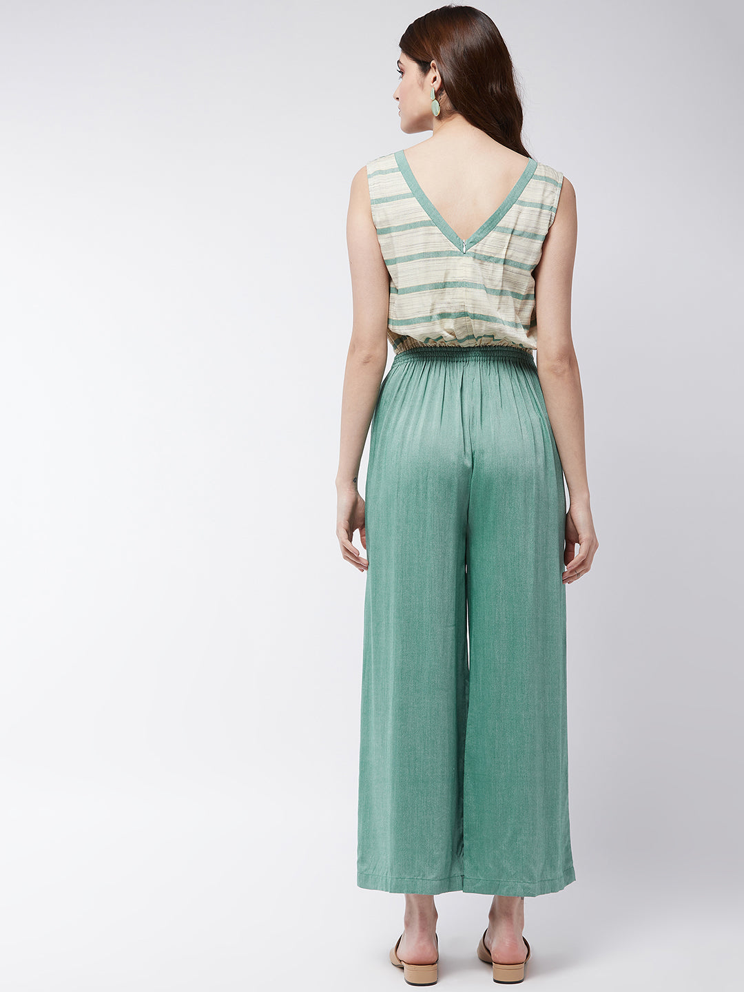 Soaked In Pastels Sleeveless Jumpsuit With V Neckline