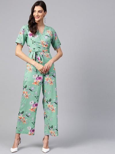 Floral Overlapping Jumpsuit