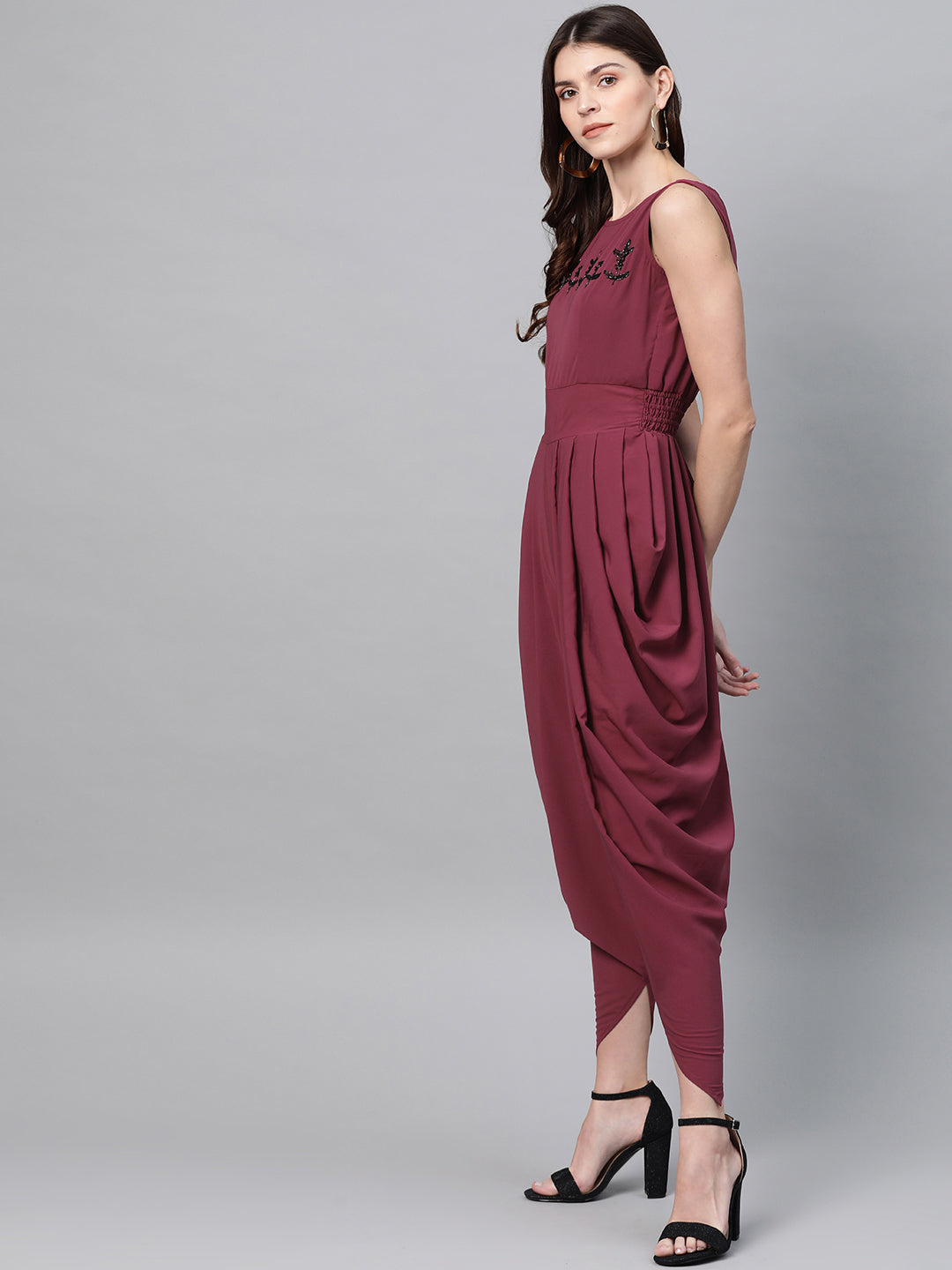 Intricate Hand Embroidered Cowl Jumpsuit