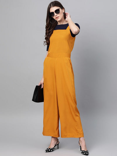 Solid Jumpsuit With Contrast Top