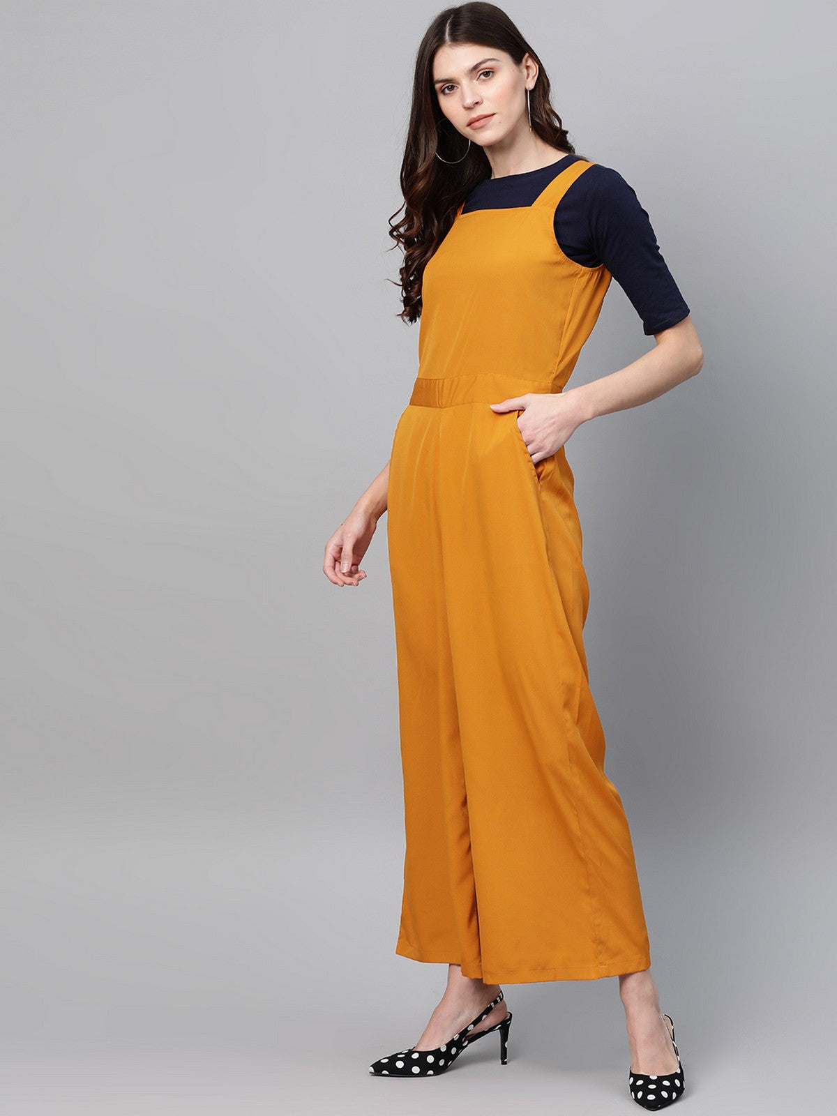 Solid Jumpsuit With Contrast Top