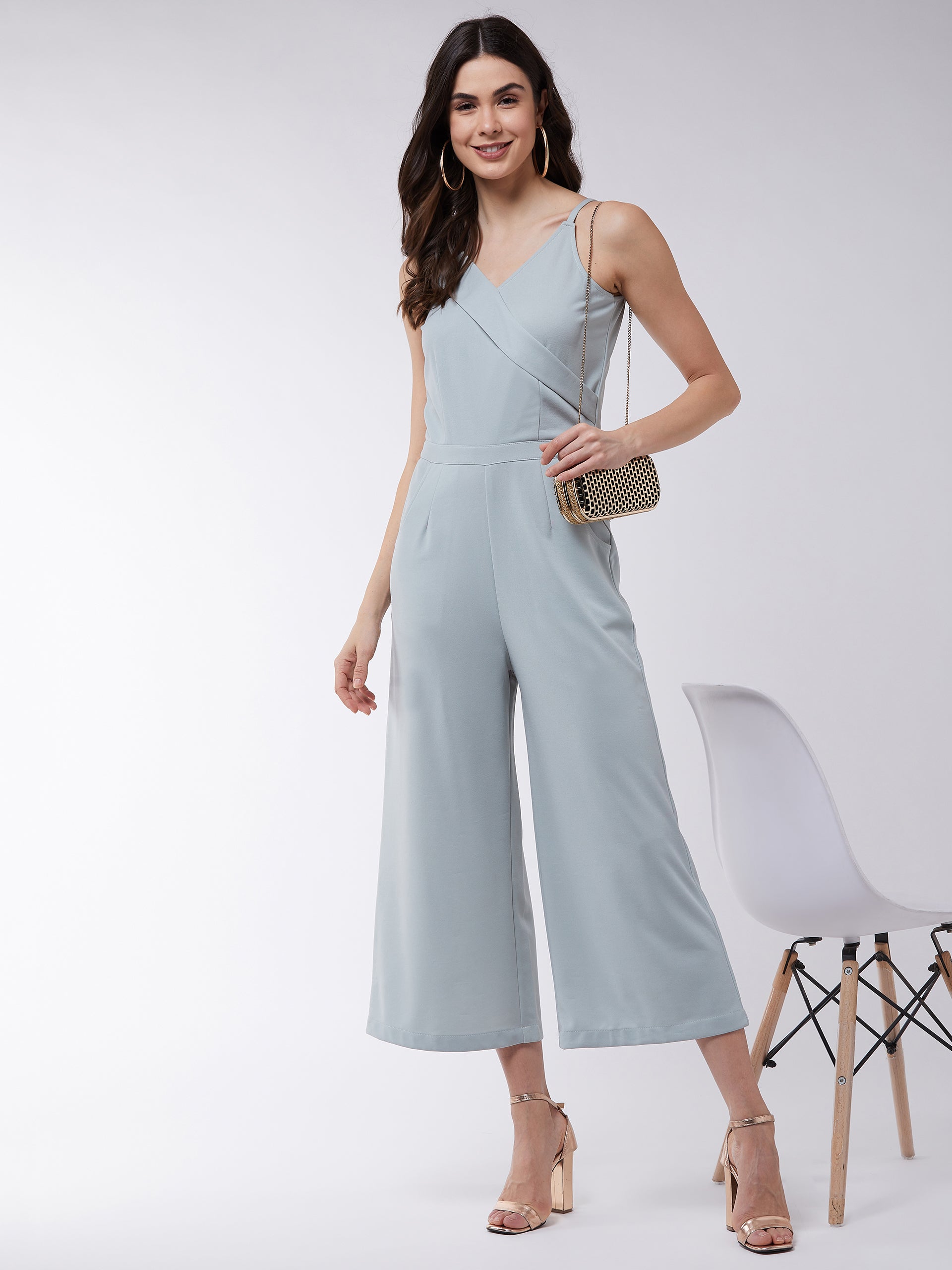 Solid Overlap Sleeveless Jumpsuit – Poshek