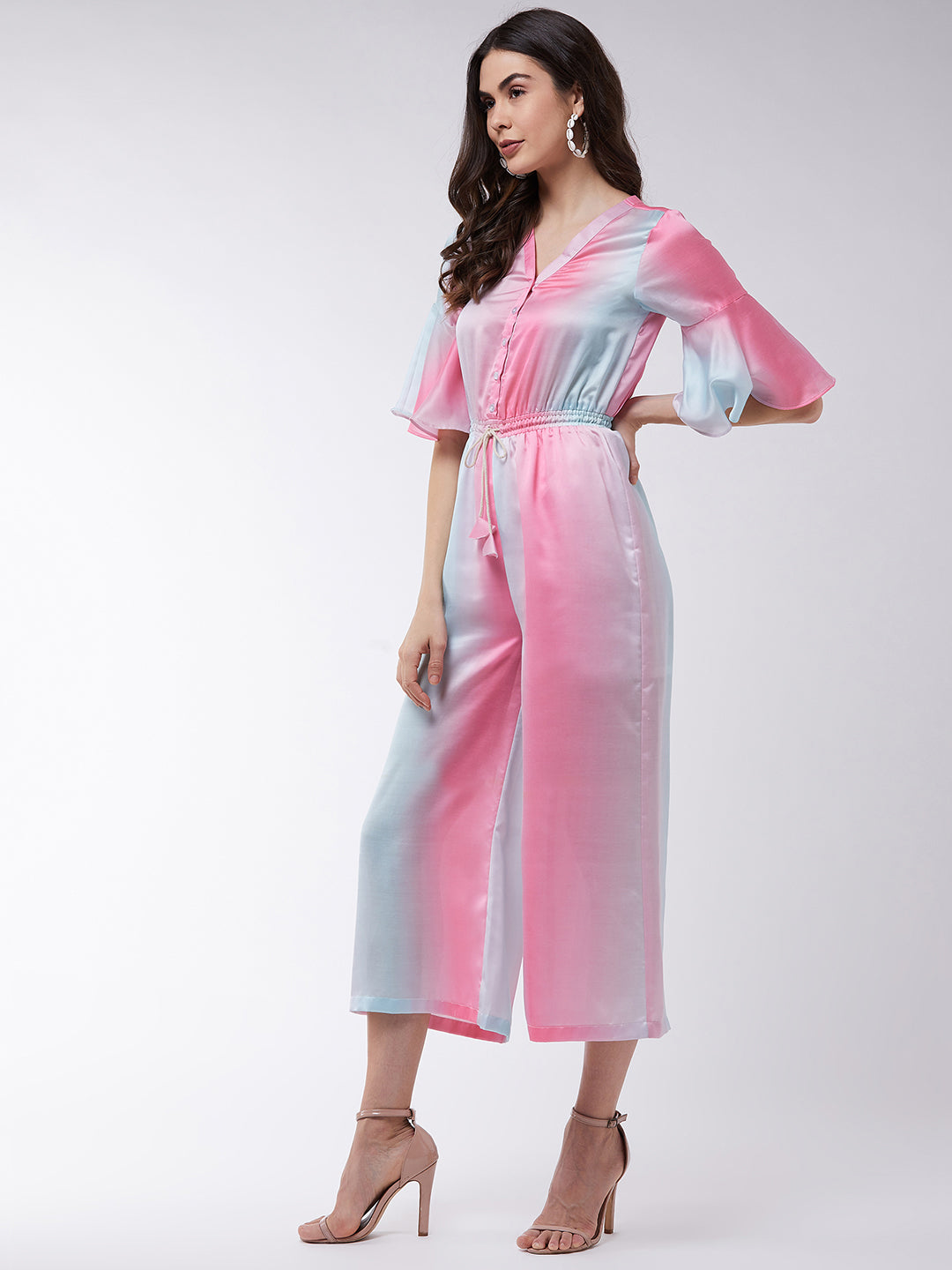 Candy Inspired Digital Printed Jumpsuit With Front Drawstring Waistline