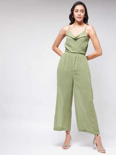 Flaunt Yourself With Solid Cowl Neckline Jumpsuit