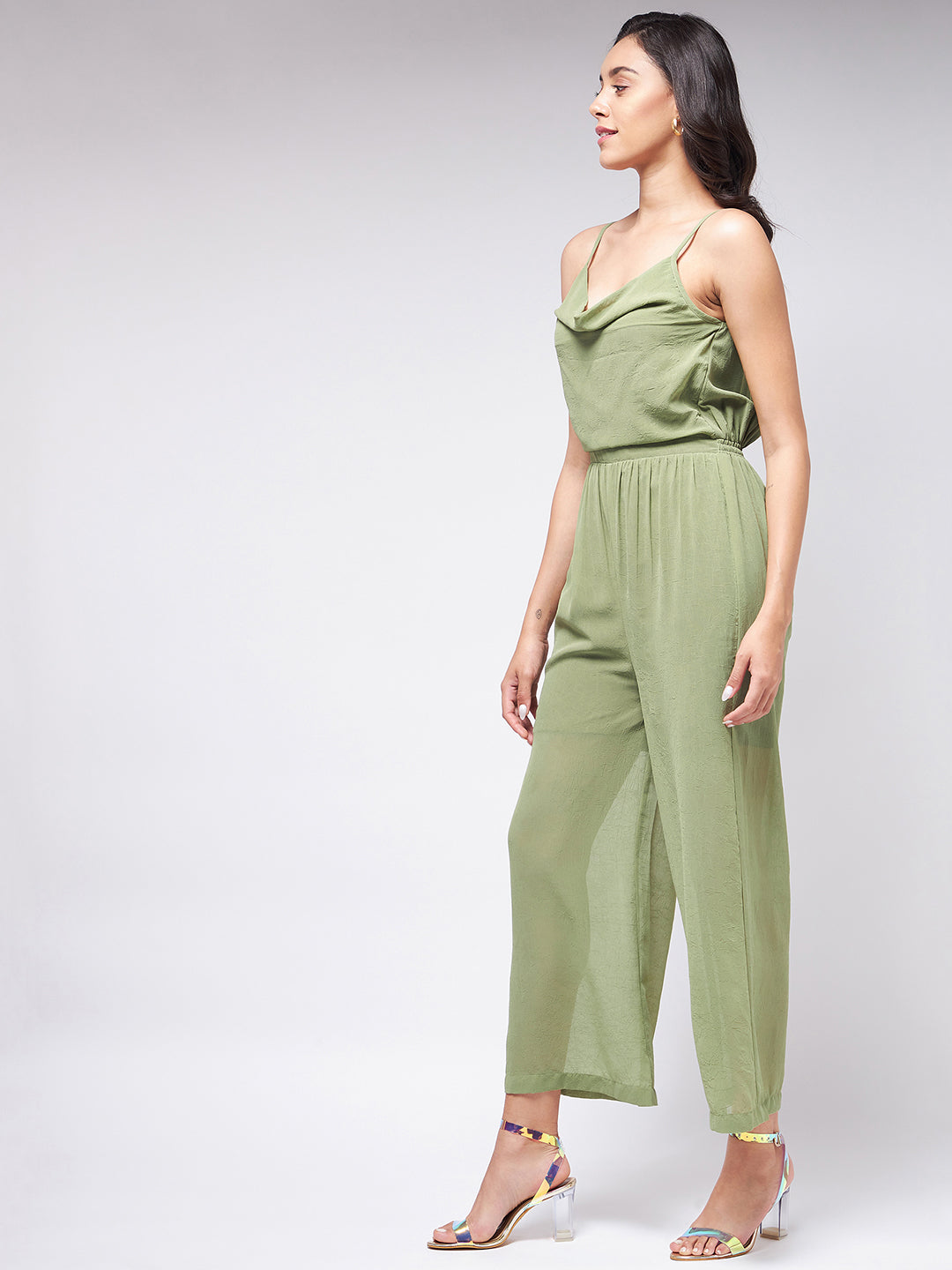 Flaunt Yourself With Solid Cowl Neckline Jumpsuit