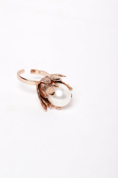 Pearl Lotus Petal Adjustable Ring