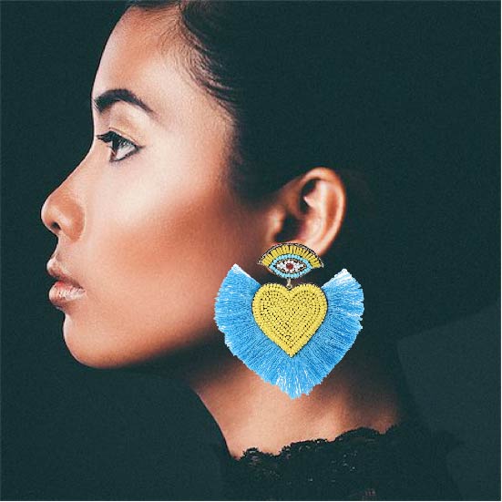 Yellow And Blue Evil Eye Earring