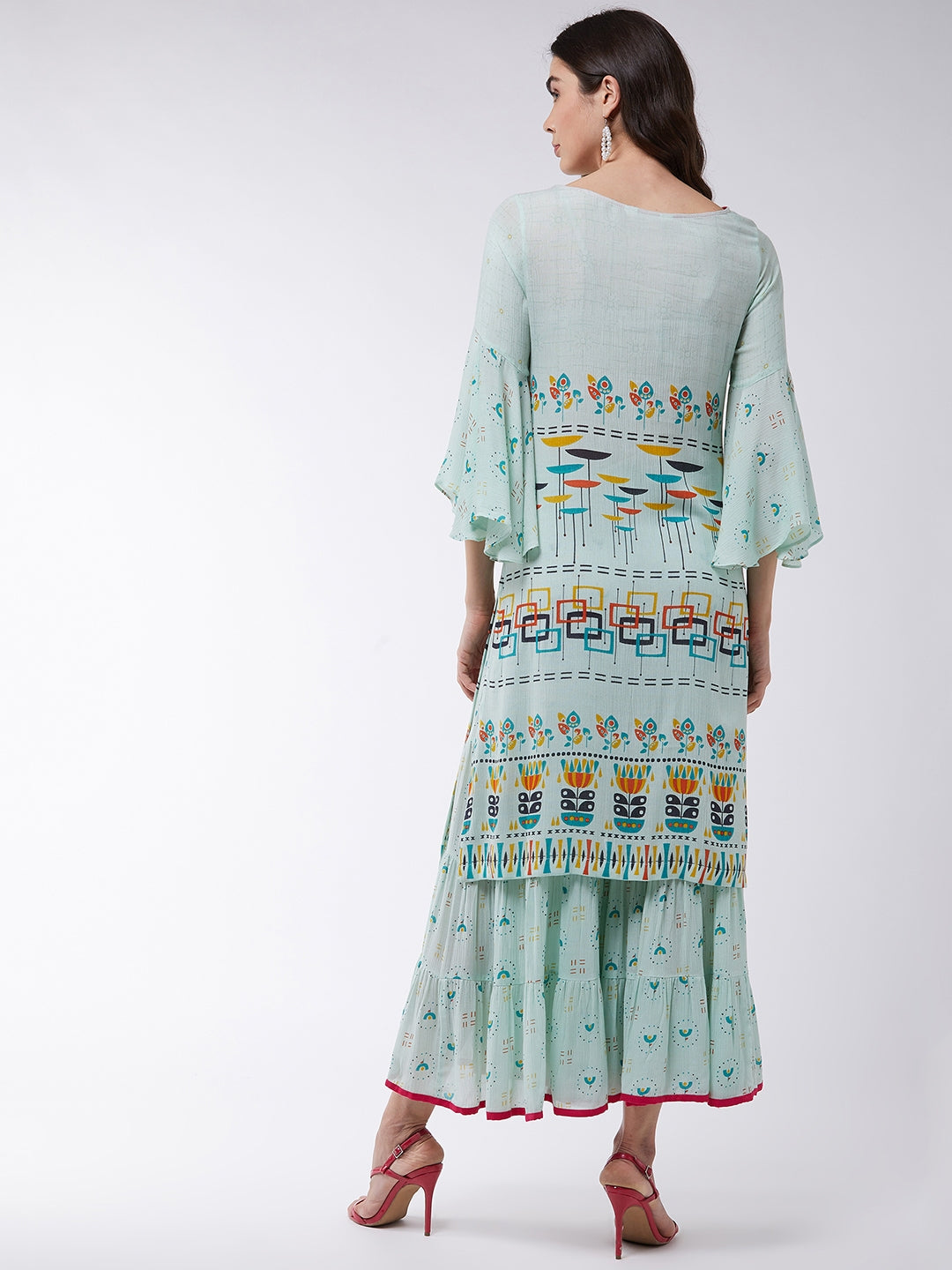 Pastel Printed Kurta With Sharara