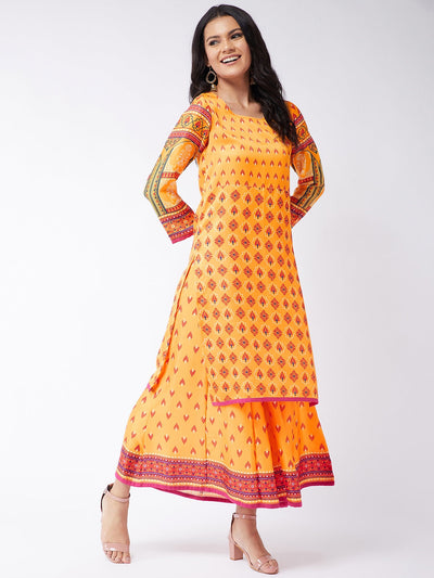 Kasturi Digital Printed Flared Kurta With Palazzo