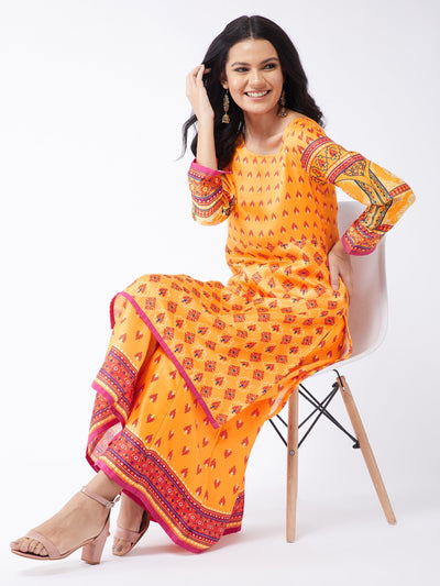 Kasturi Digital Printed Flared Kurta With Palazzo