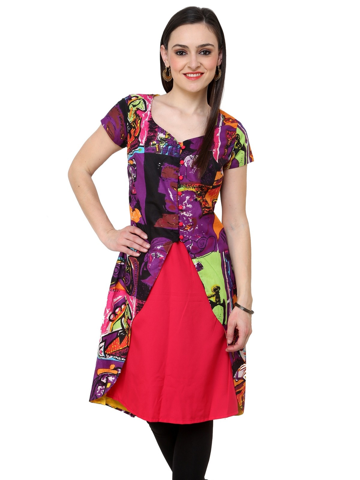 Pannkh Women's Casual Half Sleeve Printed Kurti