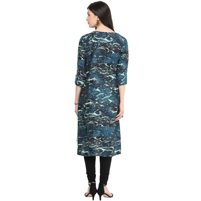 Pannkh Women's Boat Neck Side Buttoned Kurti