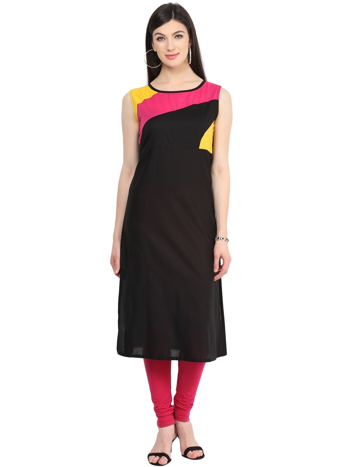 Pannkh Women's Color Block Panelled Kurti