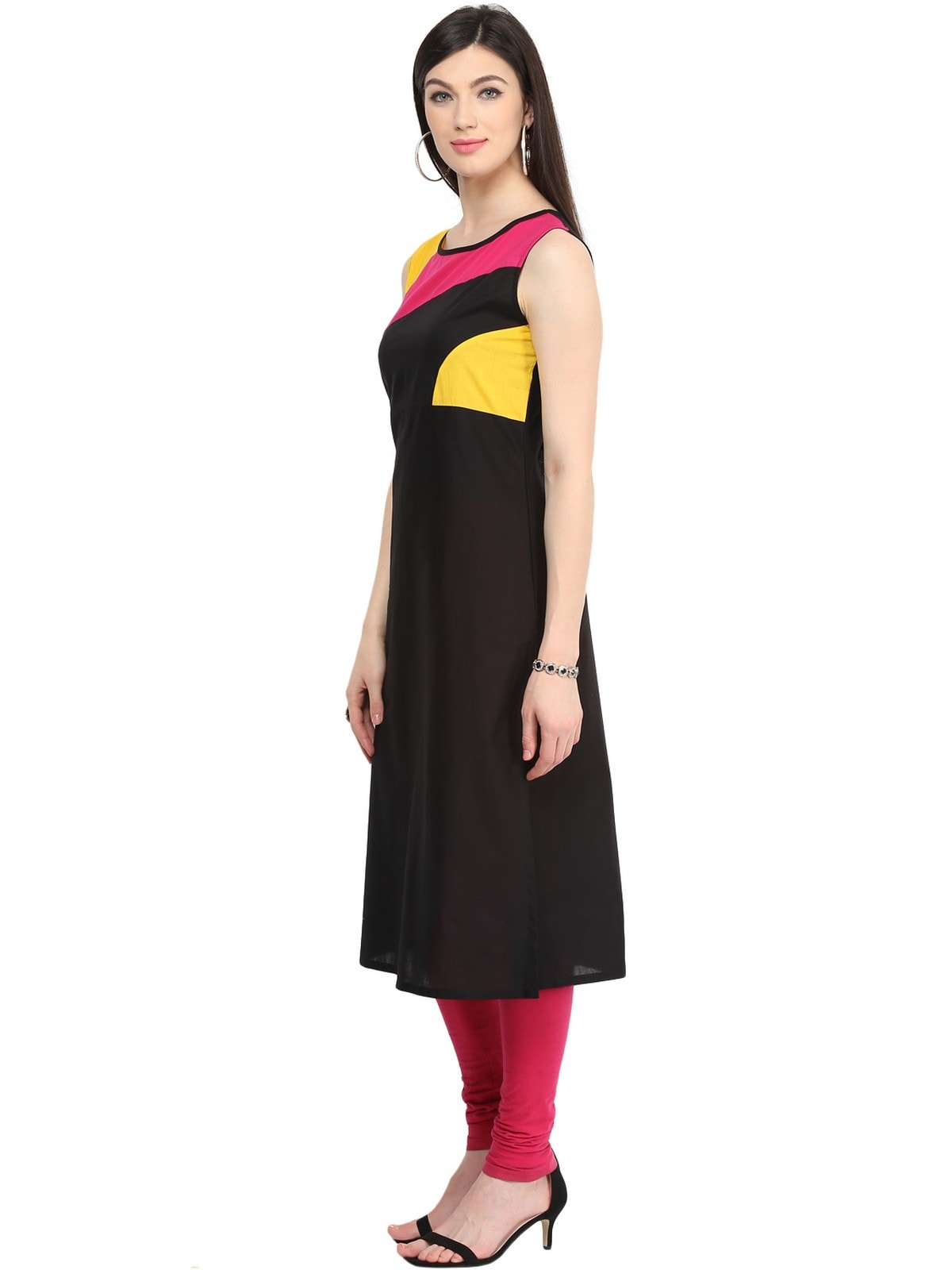 Pannkh Women's Color Block Panelled Kurti