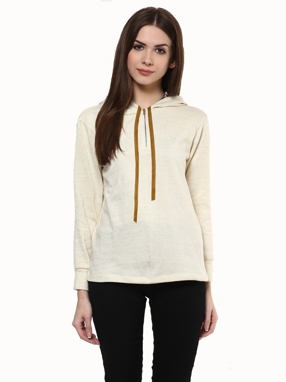 Solid Hooded Sweatshirts With Zipper