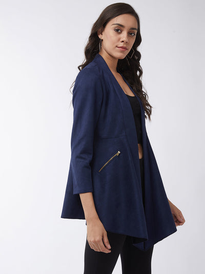 Solid A-line Side Zipper Shrug