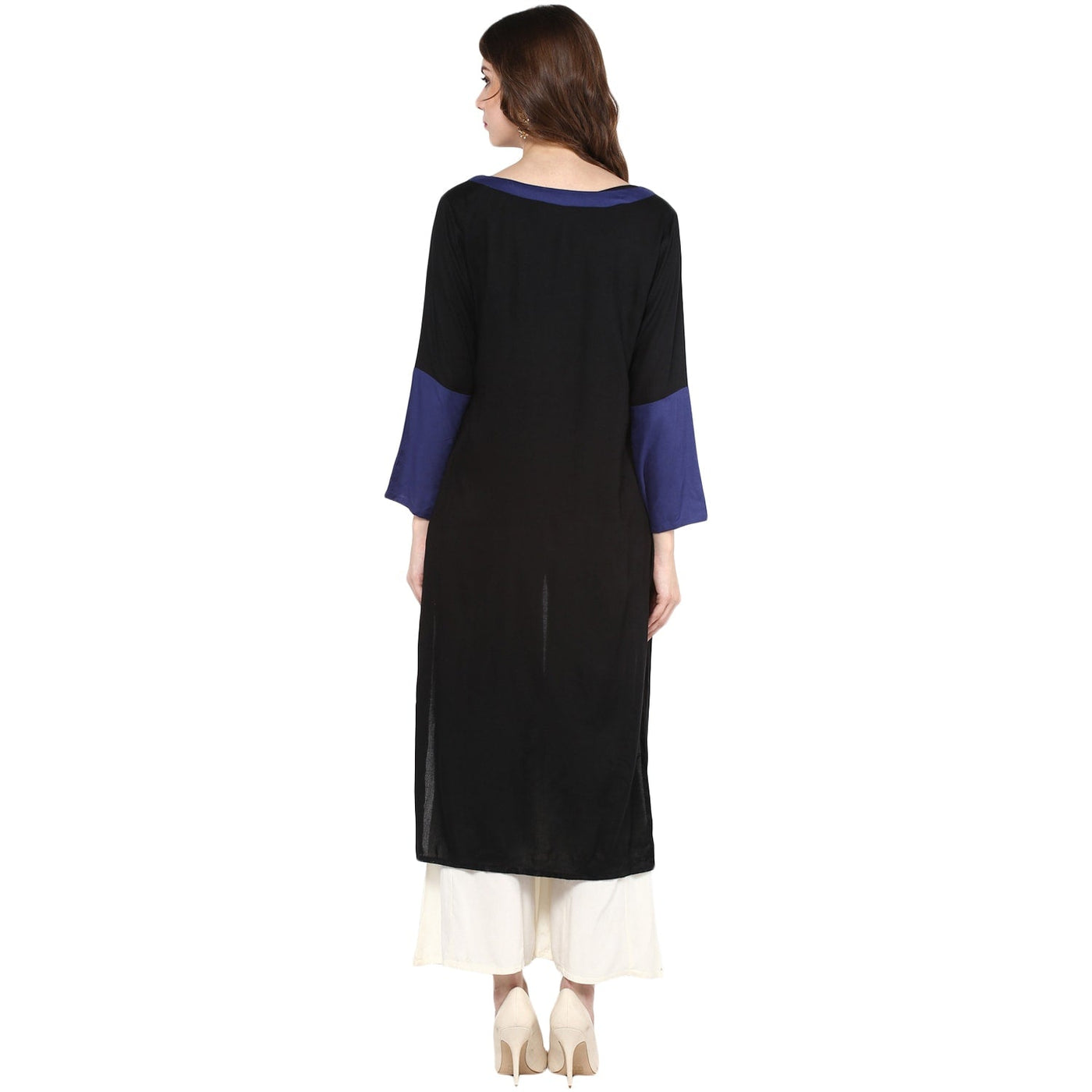 Pannkh Women's Vertical  Color-Block Kurta