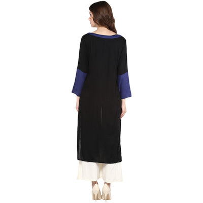 Pannkh Women's Vertical  Color-Block Kurta