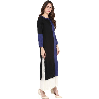 Pannkh Women's Vertical  Color-Block Kurta