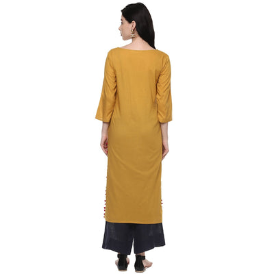 Pannkh Women's Solid Long Yoke Kurta