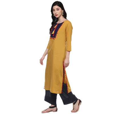 Pannkh Women's Solid Long Yoke Kurta