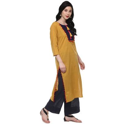 Pannkh Women's Solid Long Yoke Kurta