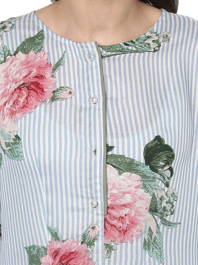 Pannkh Women's Floral Stripes Kurta