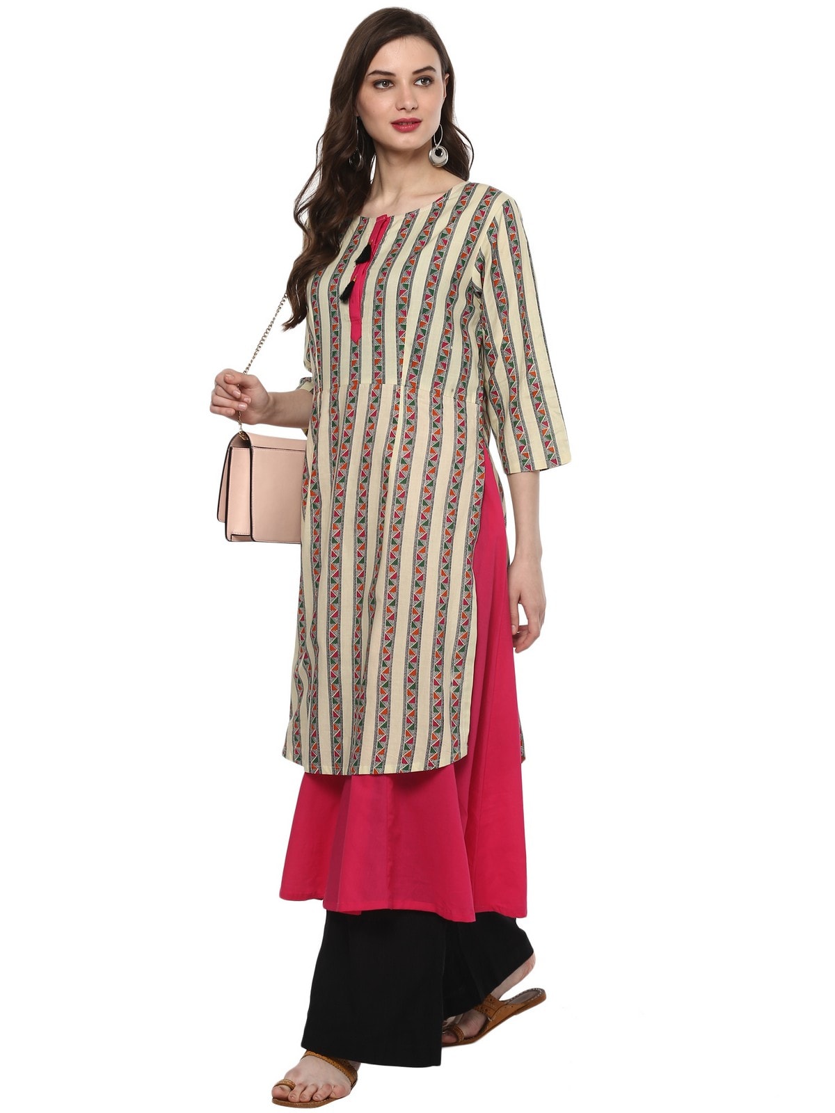 Pannkh Womens Border Layered Anarkali Kurta